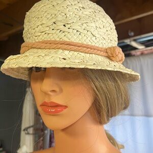Elegant Cream Straw Hat with Tan Band